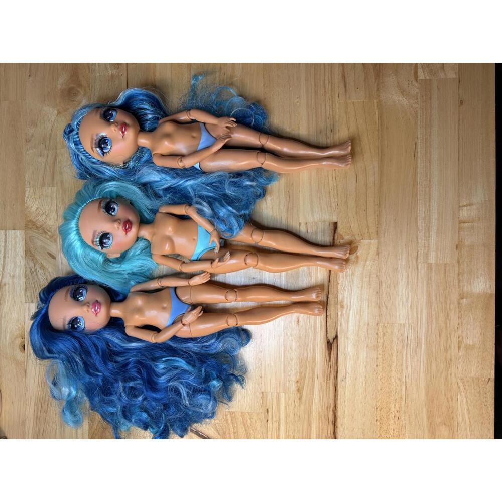 Rainbow High Doll Lot (3) Nude/No Clothes — Blue Hair Dolls